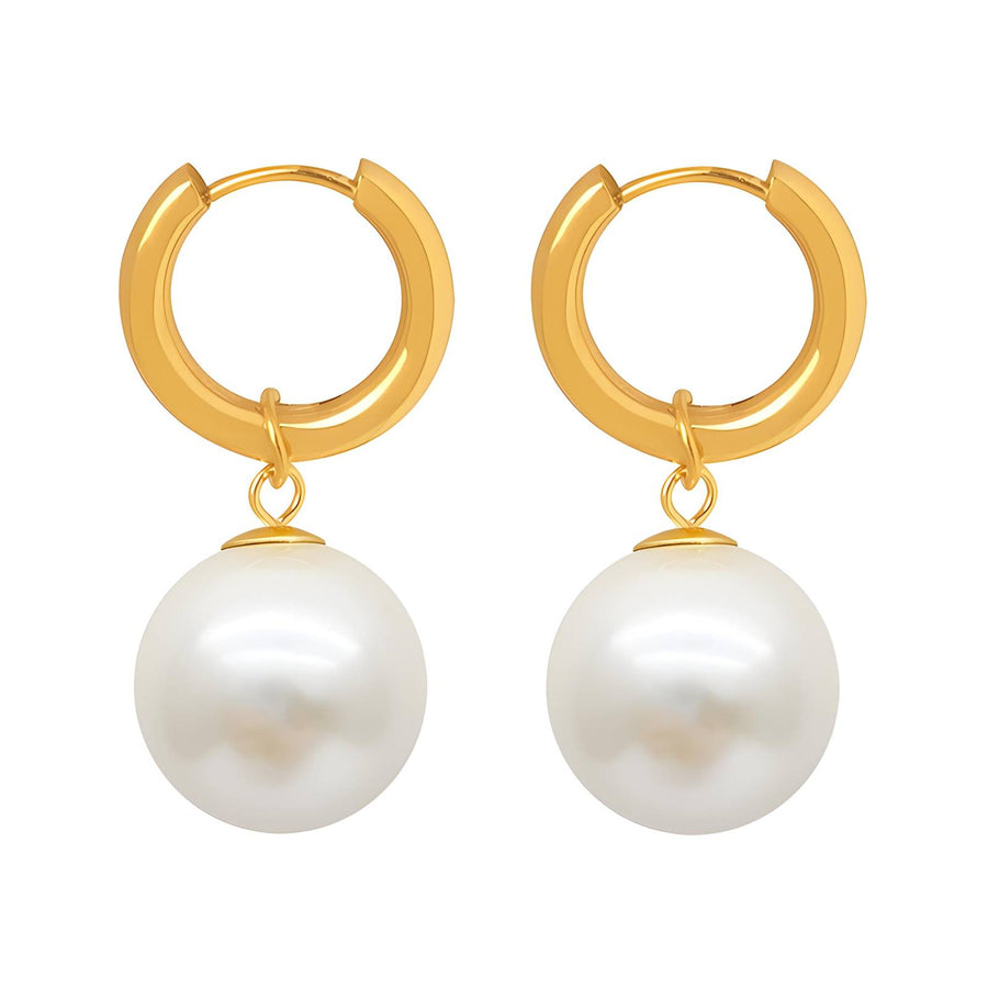 Imitation Pearl Earrings, 18K Gold Plated