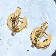 Horseshoe Hoop Earrings, 18K Gold Plated with Cubic Details
