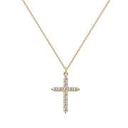 Delicate Cross Necklace, 18K Gold Plated Steel