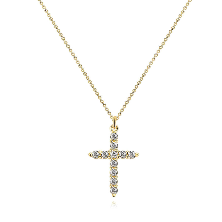Delicate Cross Necklace, 18K Gold Plated Steel