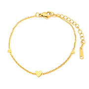 Hearts Bracelet, 18K Gold Plated Steel
