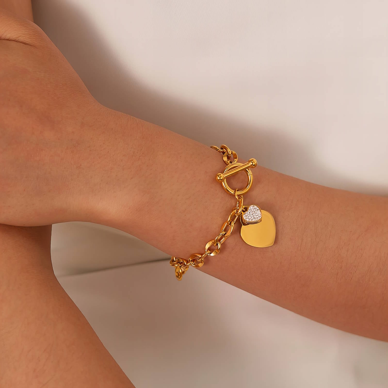 "Hearts" Bracelet, 18K Gold Plated