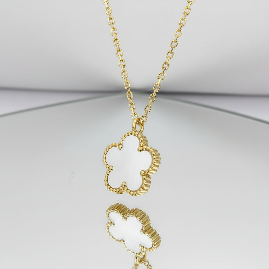 Trendy Flower Necklace, 18K Gold Plated Steel