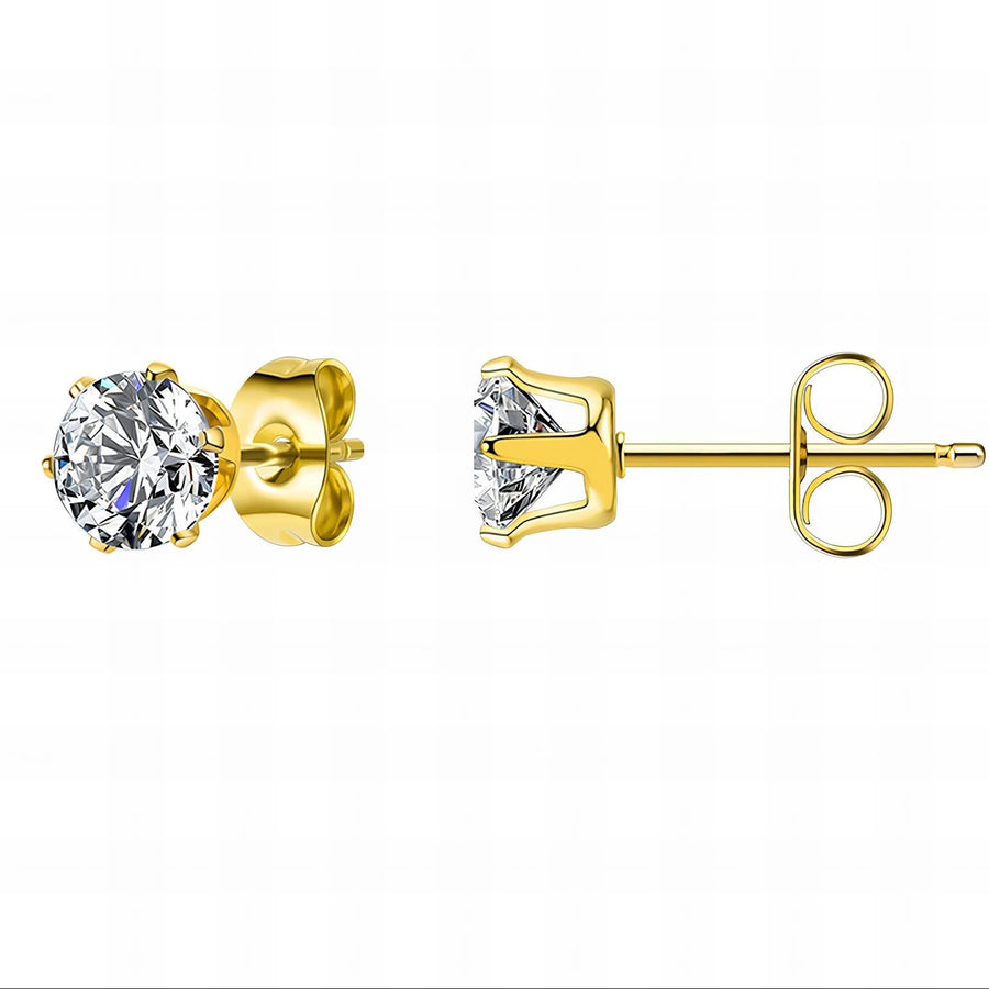 Stud Earrings, 18K Gold Plated