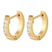 Horseshoe Hoop Earrings, 18K Gold Plated with Cubic Details