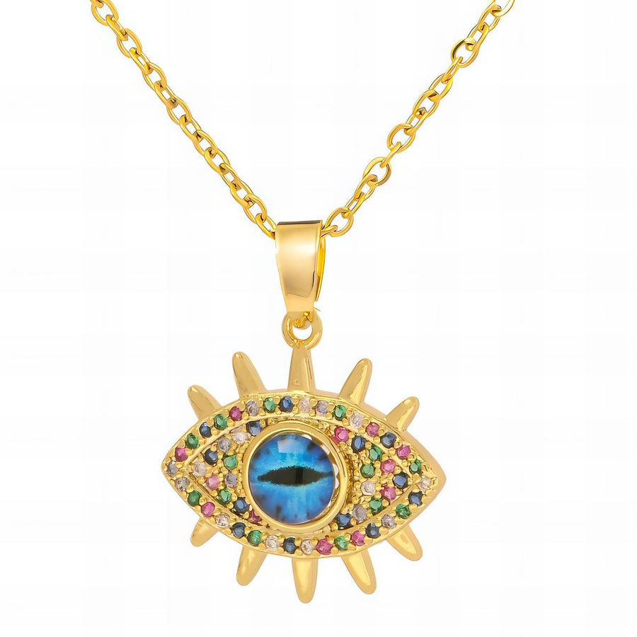 "Evil Eye" Necklace, 18K Gold Plated