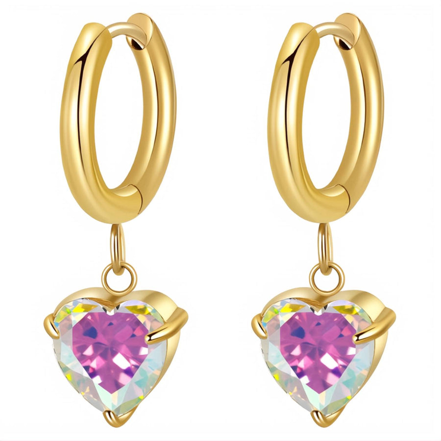 Heart Earrings, 18K Gold Plated Steel