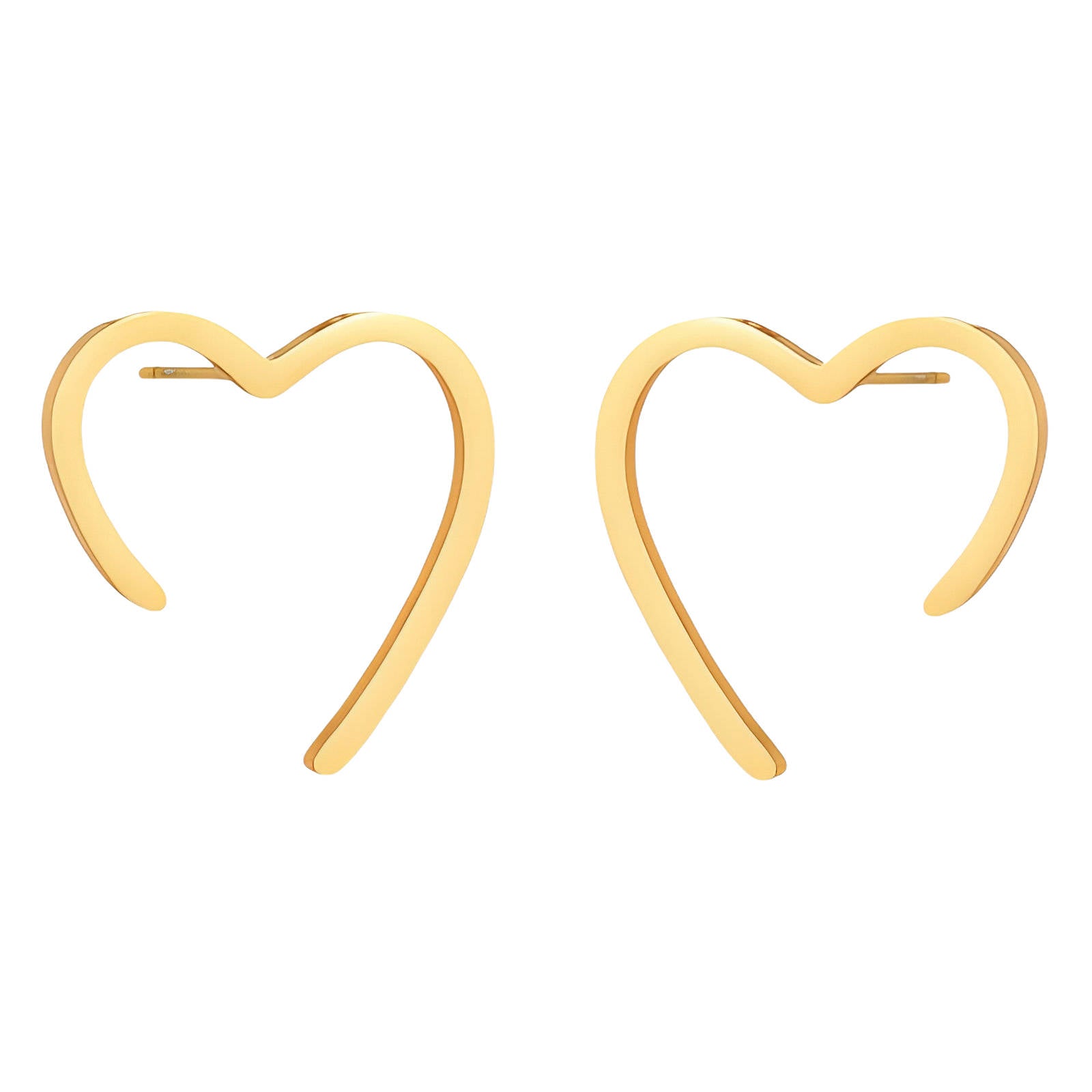 Hearts Earrings, 18K Gold Plated Steel