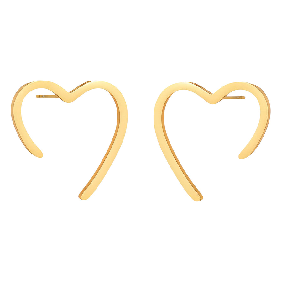 Hearts Earrings, 18K Gold Plated Steel