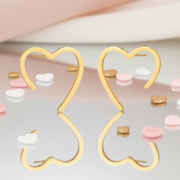 Hearts Earrings, 18K Gold Plated Steel