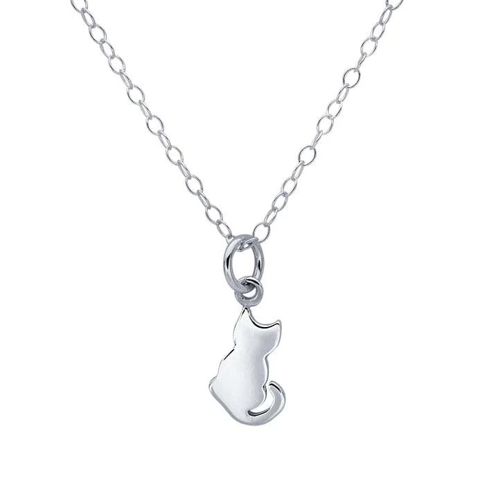 Silver Necklace with Cat Pendant
