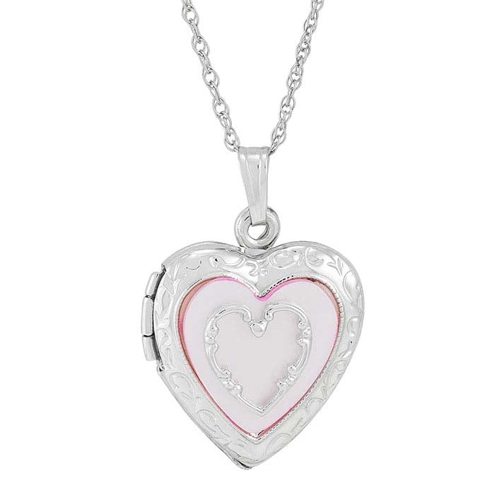 Stirling Silver Mother of Pearl Heart Locket